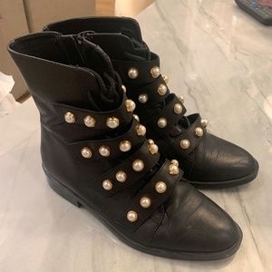 Zara Pearl Strap Combat Boots